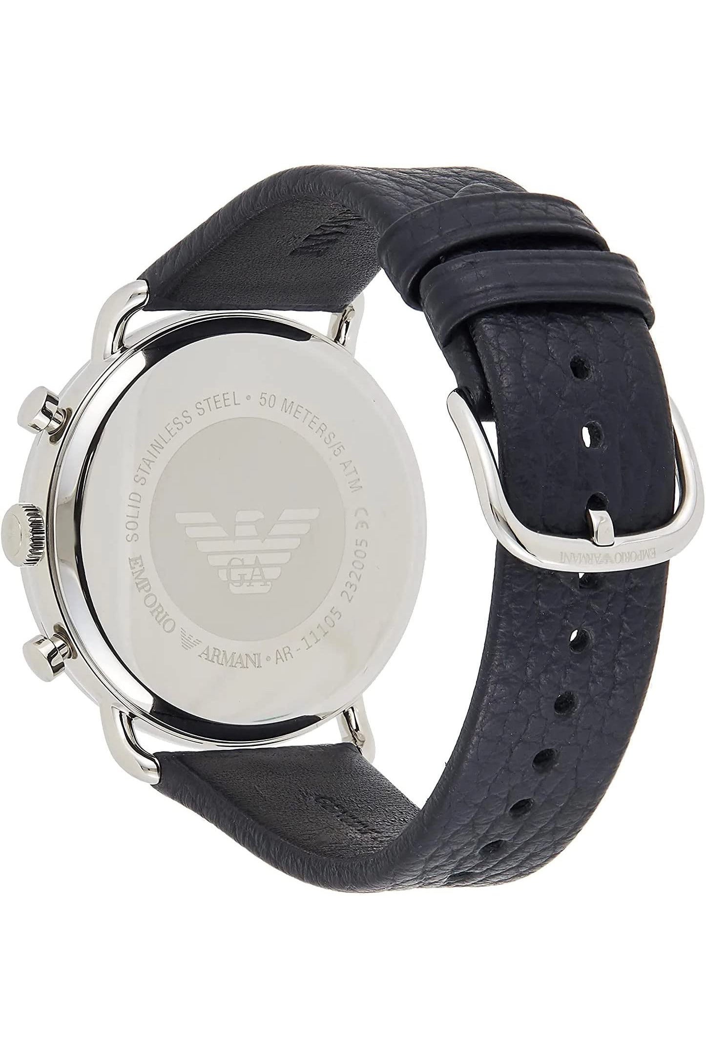 Buy Emporio Armani Men's Chronograph Quartz Leather Strap Blue Dial 43mm Watch AR11105 in Pakistan