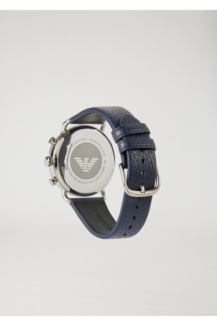 Buy Emporio Armani Men's Chronograph Quartz Leather Strap Blue Dial 43mm Watch AR11105 in Pakistan