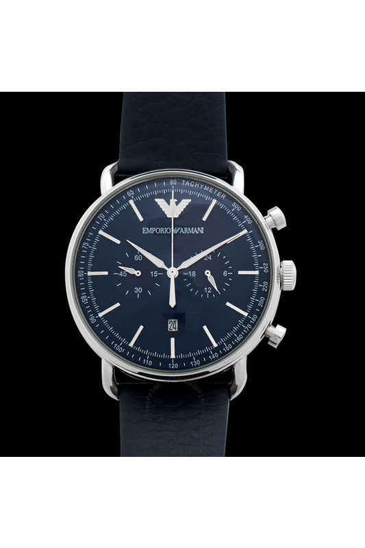Buy Emporio Armani Men's Chronograph Quartz Leather Strap Blue Dial 43mm Watch AR11105 in Pakistan