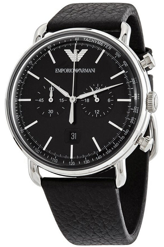Buy Emporio Armani Men's Chronograph Quartz Leather Strap Black Dial 43mm Watch AR11143 in Pakistan