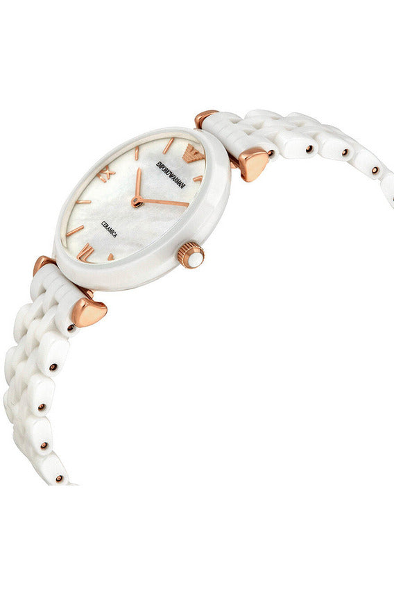 Buy Emporio Armani Retro White Ceramic Mother of Pearl Dial Quartz Watch for Ladies - Emporio Armani AR1486 in Pakistan