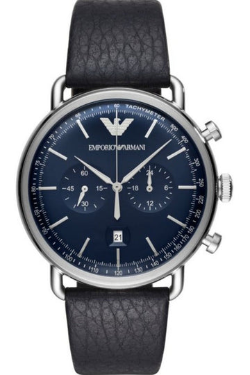 Buy Emporio Armani Men's Chronograph Quartz Leather Strap Blue Dial 43mm Watch AR11105 in Pakistan
