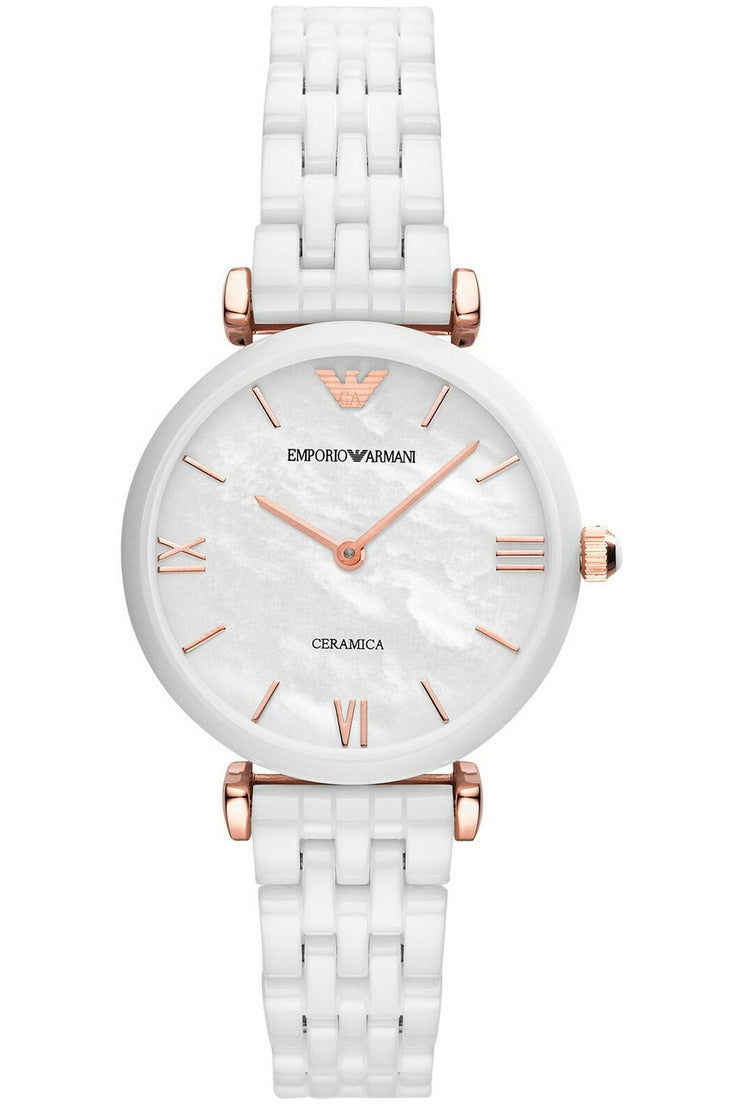 Buy Emporio Armani Retro White Ceramic Mother of Pearl Dial Quartz Watch for Ladies - Emporio Armani AR1486 in Pakistan
