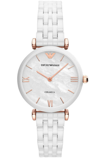 Buy Emporio Armani Retro White Ceramic Mother of Pearl Dial Quartz Watch for Ladies - Emporio Armani AR1486 in Pakistan