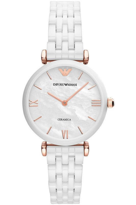 Buy Emporio Armani Retro White Ceramic Mother of Pearl Dial Quartz Watch for Ladies - Emporio Armani AR1486 in Pakistan