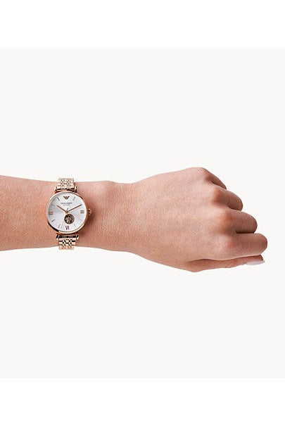 Buy Emporio Armani Women's Automatic Stainless Steel Silver Open Heart Dial 34mm Watch AR60023 in Pakistan