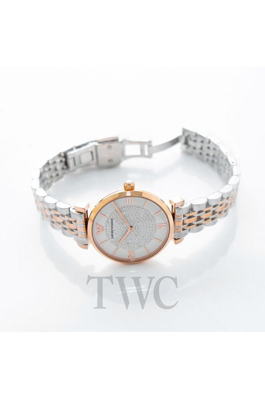 Buy Emporio Armani Women's Analog Two Tone Stainless Steel White Dial 32mm Watch AR8031 in Pakistan