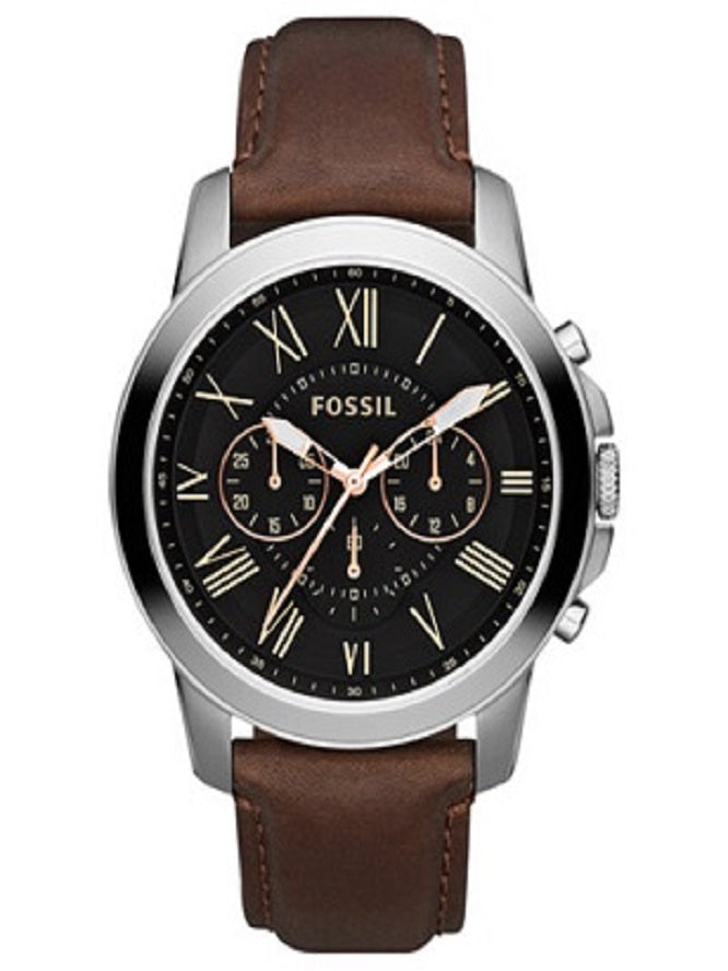Buy Men's Quartz Chronograph Grant Black Dial Brown Leather Strap Watch in Pakistan