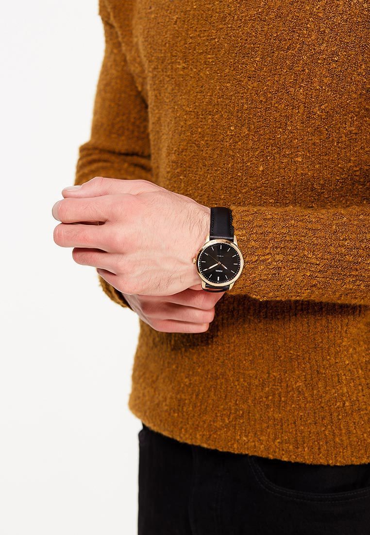 Buy Men's Quartz Minimalist Black Leather Strap Black Dial 44Mm Watch in Pakistan