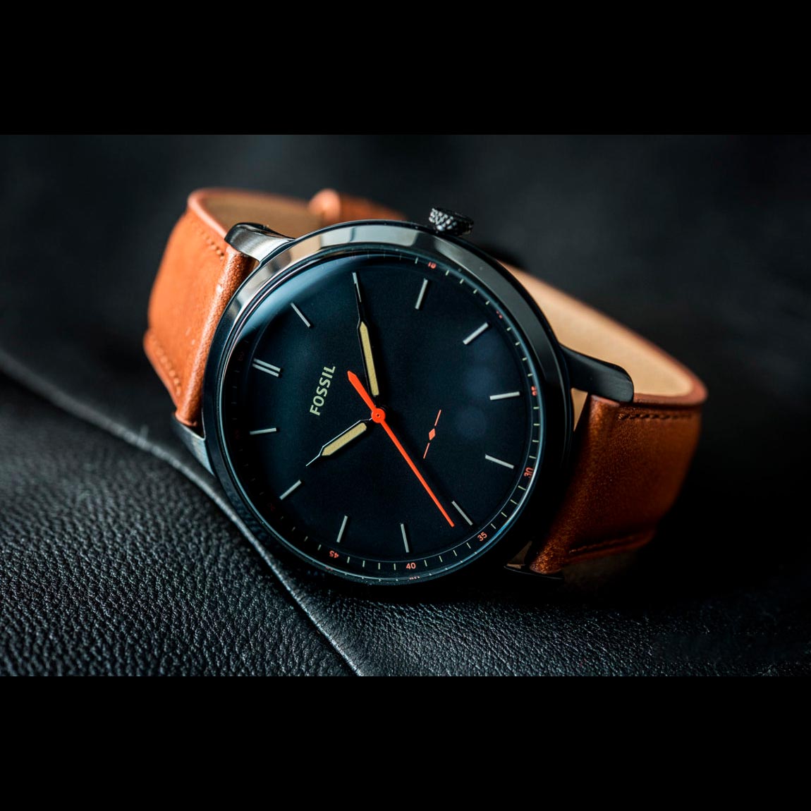 Buy Men's Quartz Brown Leather Strap Black Dial 44Mm Watch in Pakistan