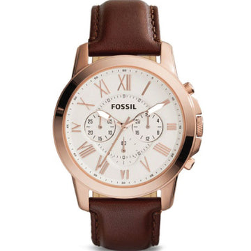 Buy Men's Chronograph Quartz Grant Brown Leather Strap White Dial 44Mm Watch in Pakistan