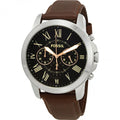 Buy Men's Quartz Chronograph Grant Black Dial Brown Leather Strap Watch in Pakistan