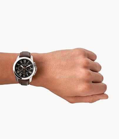 Buy Men's Quartz Chronograph Grant Black Dial Brown Leather Strap Watch in Pakistan
