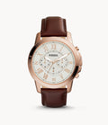 Buy Men's Chronograph Quartz Grant Brown Leather Strap White Dial 44Mm Watch in Pakistan