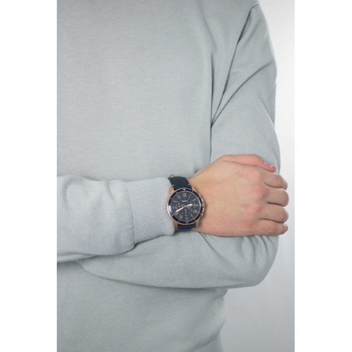 Buy Fossil Men's Chronograph Quartz Blue Leather Strap Blue Dial 43mm Watch FS5237 in Pakistan