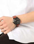 Buy Men's Quartz Black Dial Brown Leather Band Watch in Pakistan
