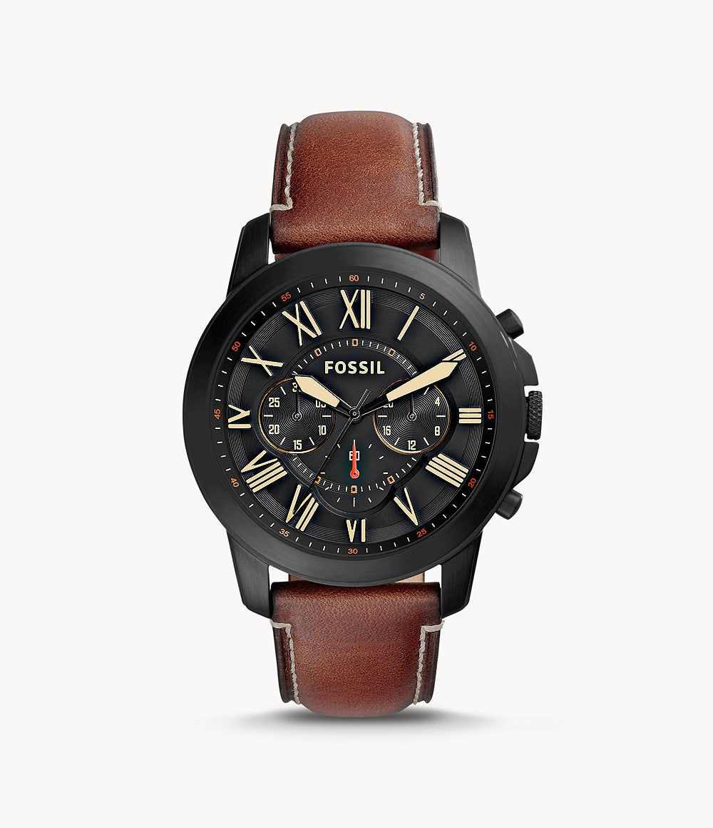 Buy Men's Quartz Black Dial Brown Leather Band Watch in Pakistan