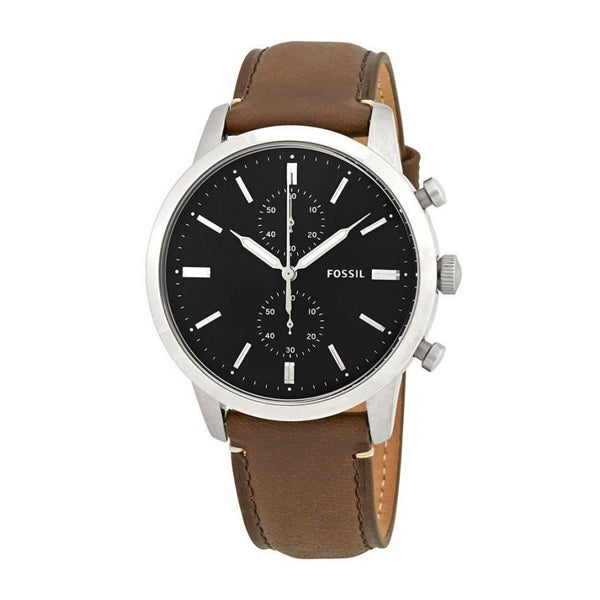 Buy Men's Chronograph Quartz Townsman Brown Leather Strap Black Dial 44Mm Watch in Pakistan