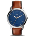 Buy Men's Quartz The Minimalist Brown Leather Strap Blue Dial 44Mm Watch in Pakistan