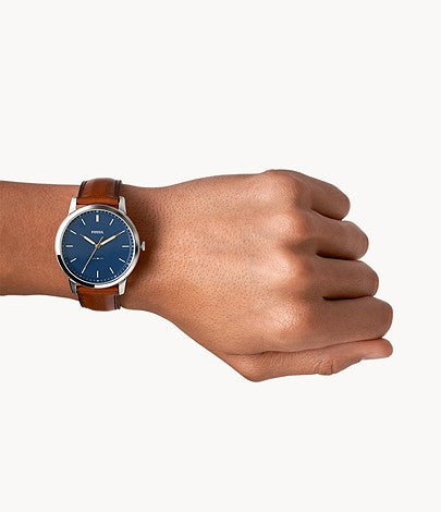 Buy Men's Quartz The Minimalist Brown Leather Strap Blue Dial 44Mm Watch in Pakistan