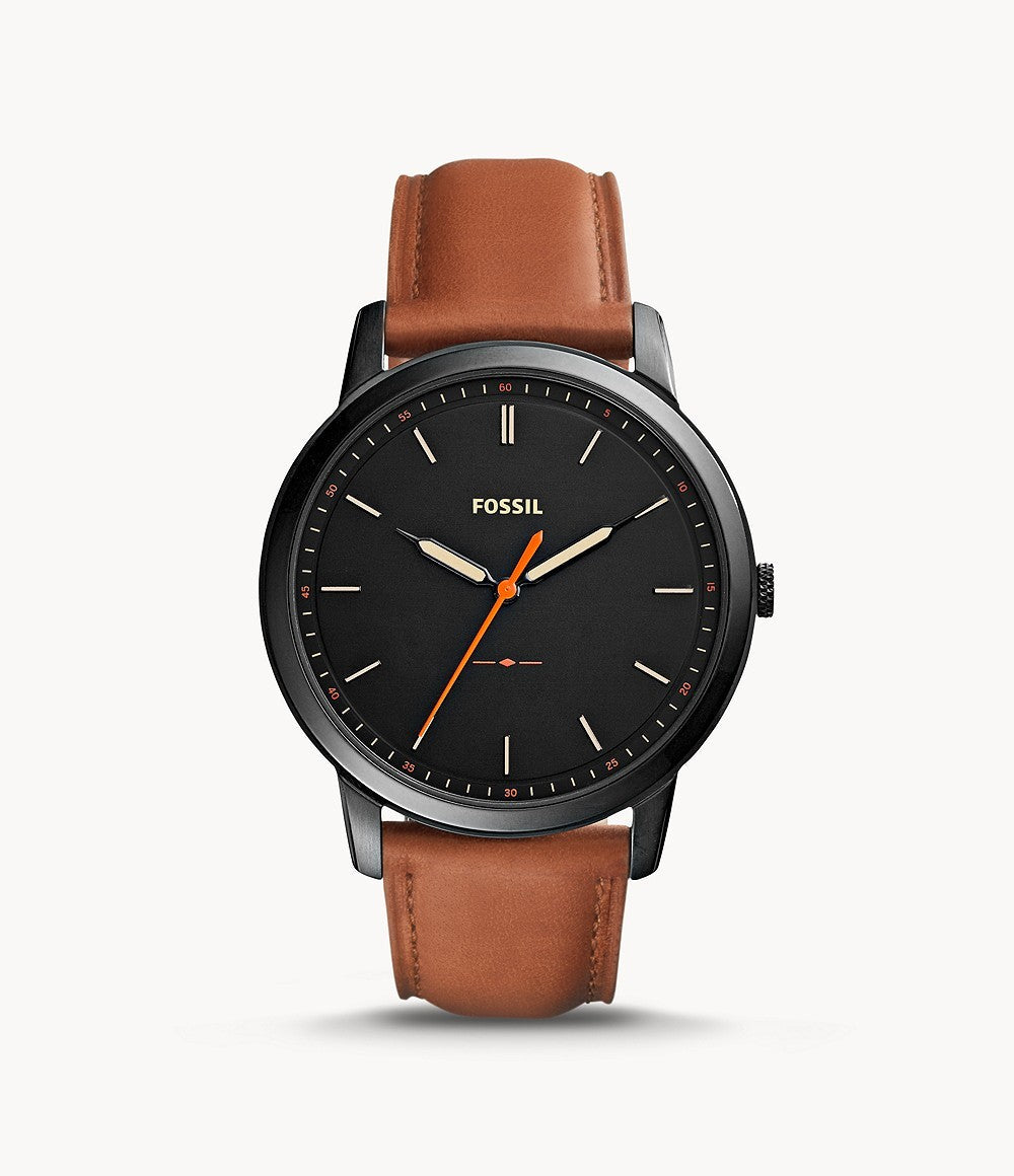 Buy Men's Quartz Brown Leather Strap Black Dial 44Mm Watch in Pakistan