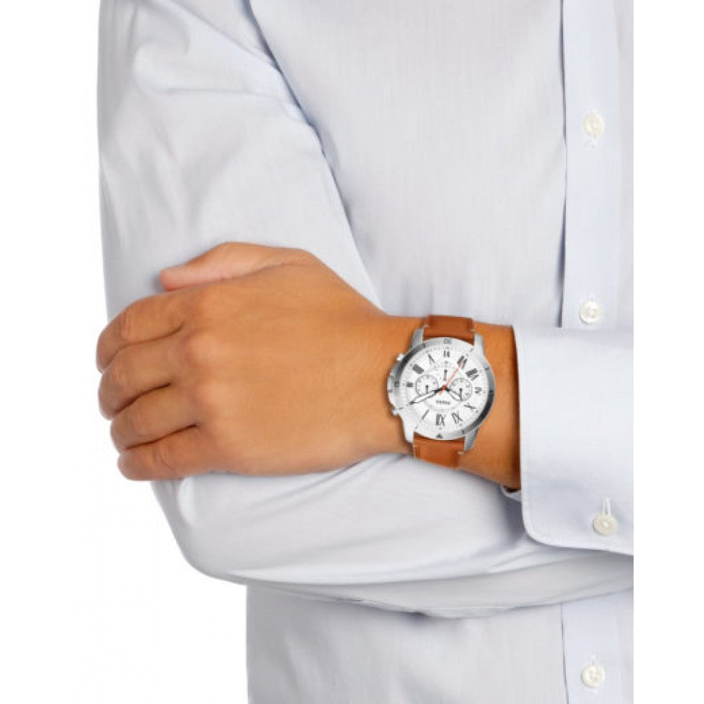 Buy Grant Sport Quartz White Dial Brown Leather Band Watch For Men in Pakistan