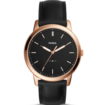 Buy Men's Quartz Minimalist Black Leather Strap Black Dial 44Mm Watch in Pakistan