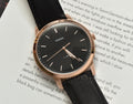 Buy Men's Quartz Minimalist Black Leather Strap Black Dial 44Mm Watch in Pakistan