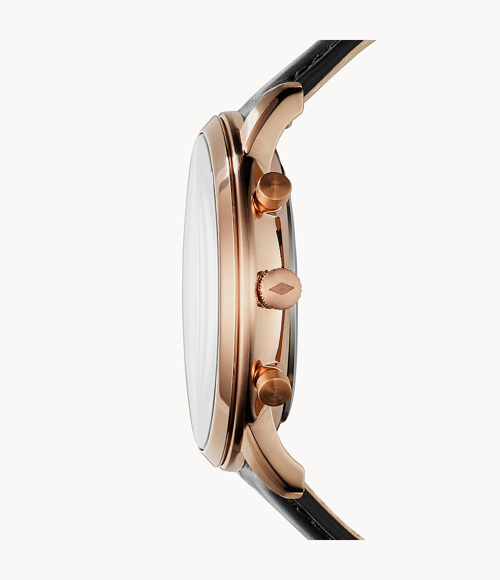 Buy Fossil Men's Chronograph Quartz Black Leather Strap Black Dial 44mm Watch FS5381 in Pakistan