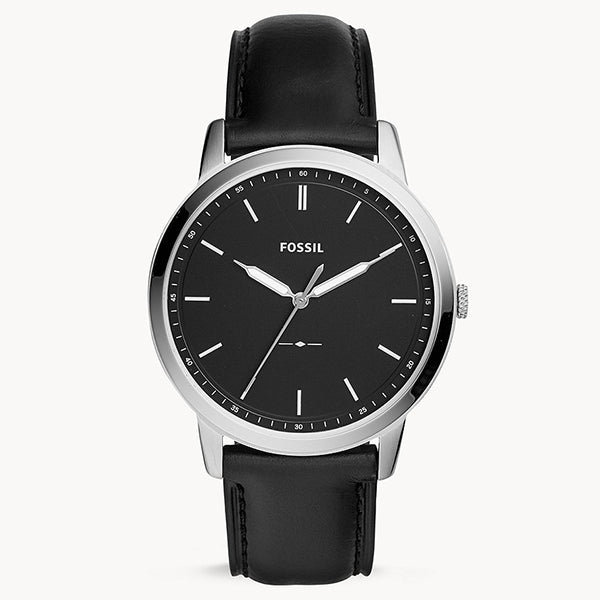 Buy Men's Quartz Minimalist Black Leather Strap Black Dial 44Mm Watch in Pakistan