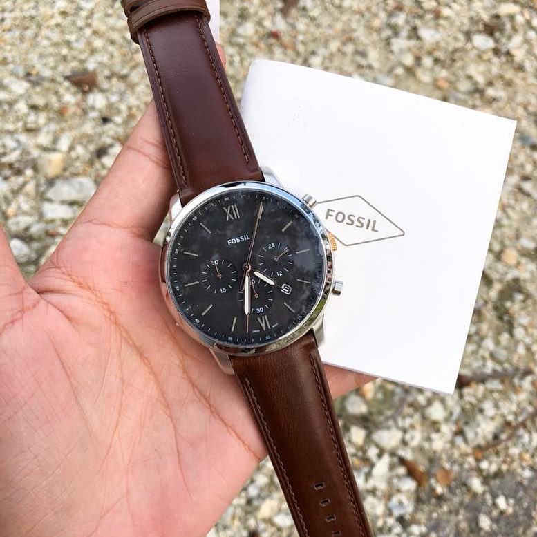 Buy Fossil Men's Chronograph Quartz Brown Leather Strap Grey Dial 44mm Watch FS5408 in Pakistan