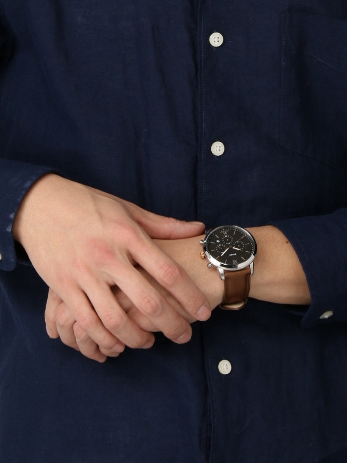 Buy Fossil Men's Chronograph Quartz Brown Leather Strap Grey Dial 44mm Watch FS5408 in Pakistan