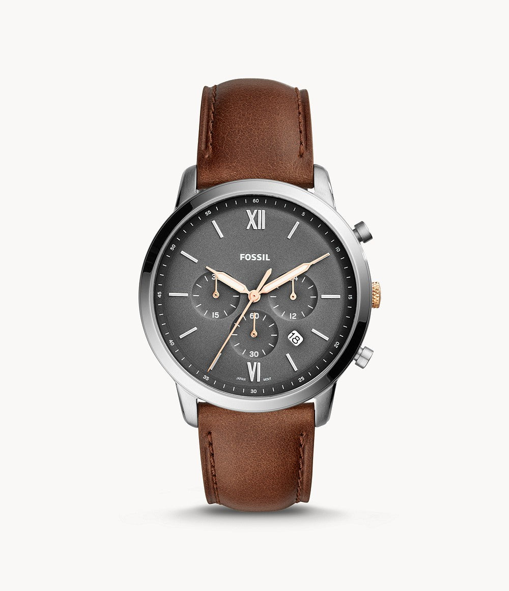 Buy Fossil Men's Chronograph Quartz Brown Leather Strap Grey Dial 44mm Watch FS5408 in Pakistan