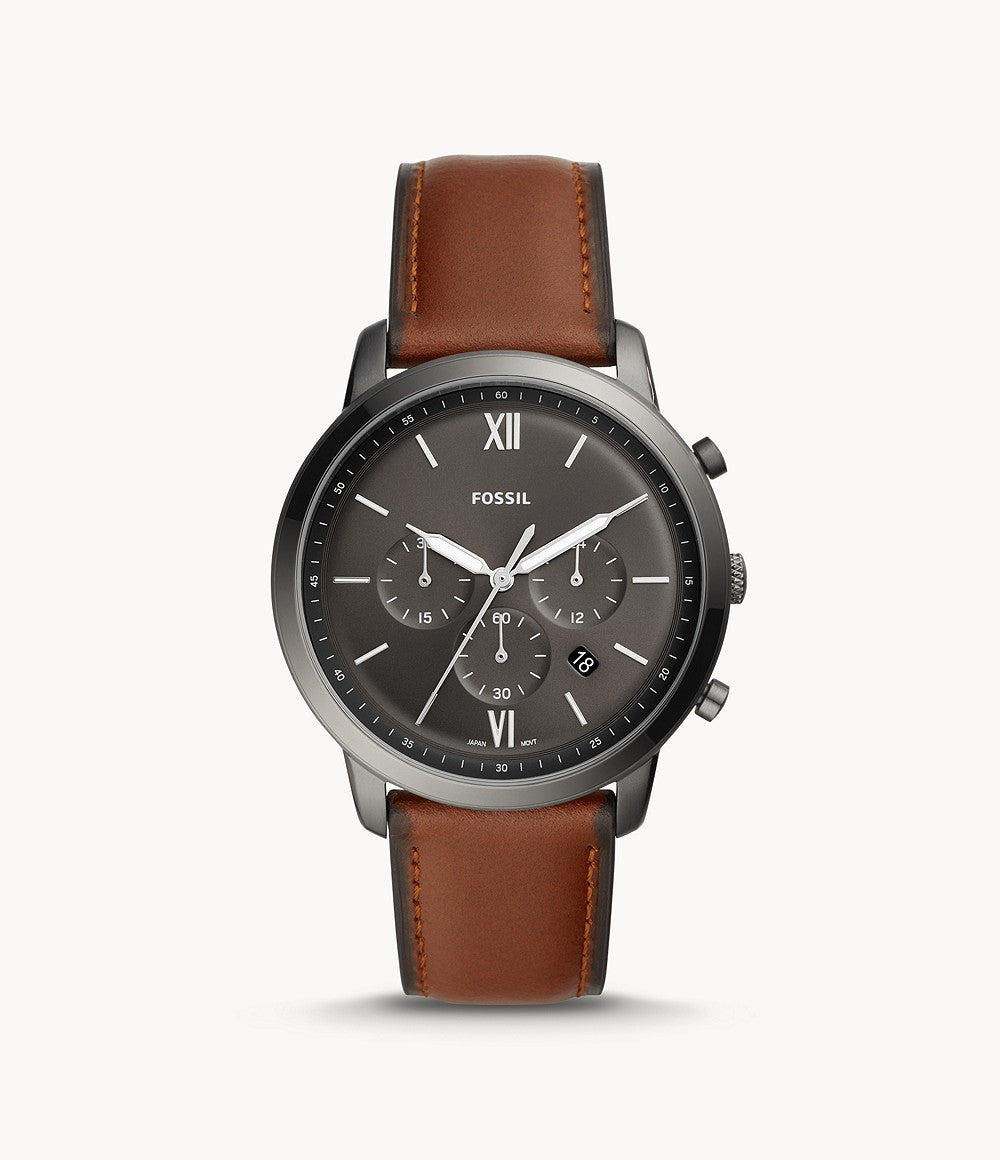 Buy Men's Chronograph Quartz Neutra Amber Leather Strap Gray Dial 44Mm Watch in Pakistan