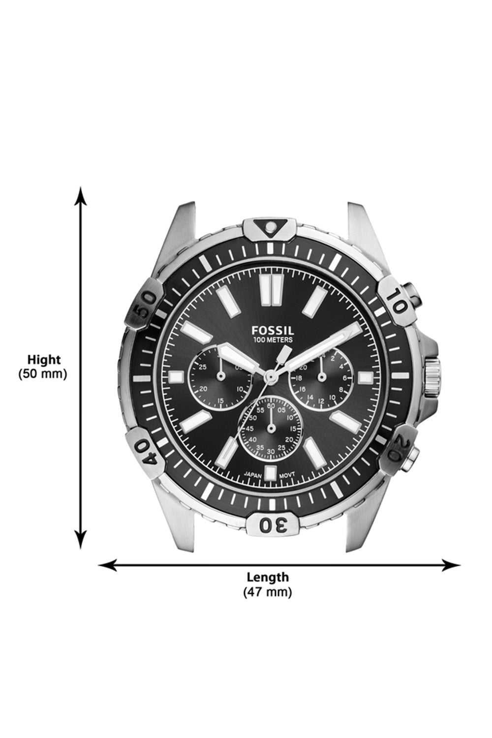 Buy Men's Chronograph Quartz Black Silicone Strap Black Dial 44Mm Watch in Pakistan