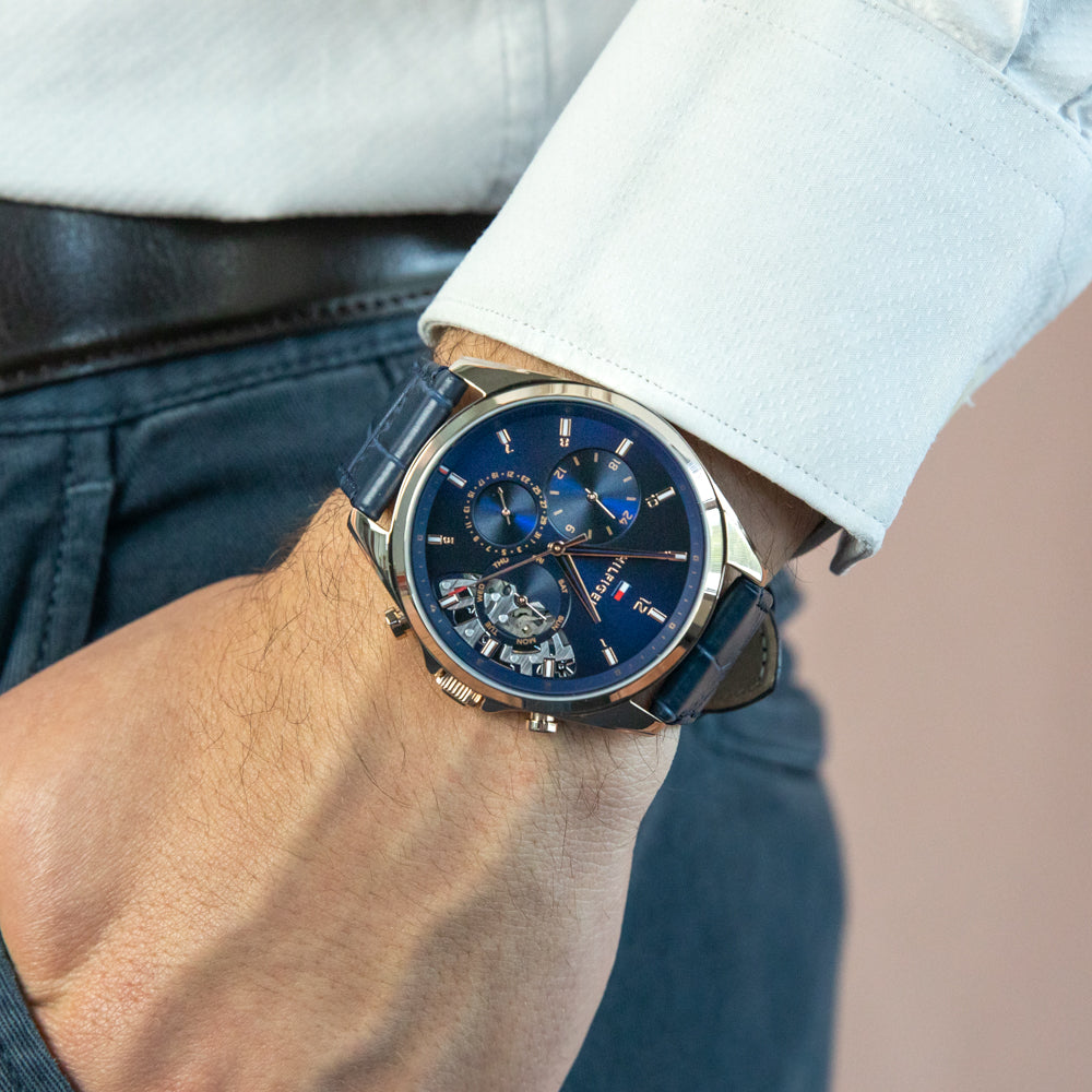 Buy Tommy Hilfiger Mens Quartz Leather Strap Blue Dial 44mm Watch - 1710451 in Pakistan