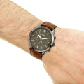 Buy Men's Chronograph Quartz Neutra Amber Leather Strap Gray Dial 44Mm Watch in Pakistan