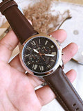 Buy Men's Quartz Chronograph Grant Black Dial Brown Leather Strap Watch in Pakistan