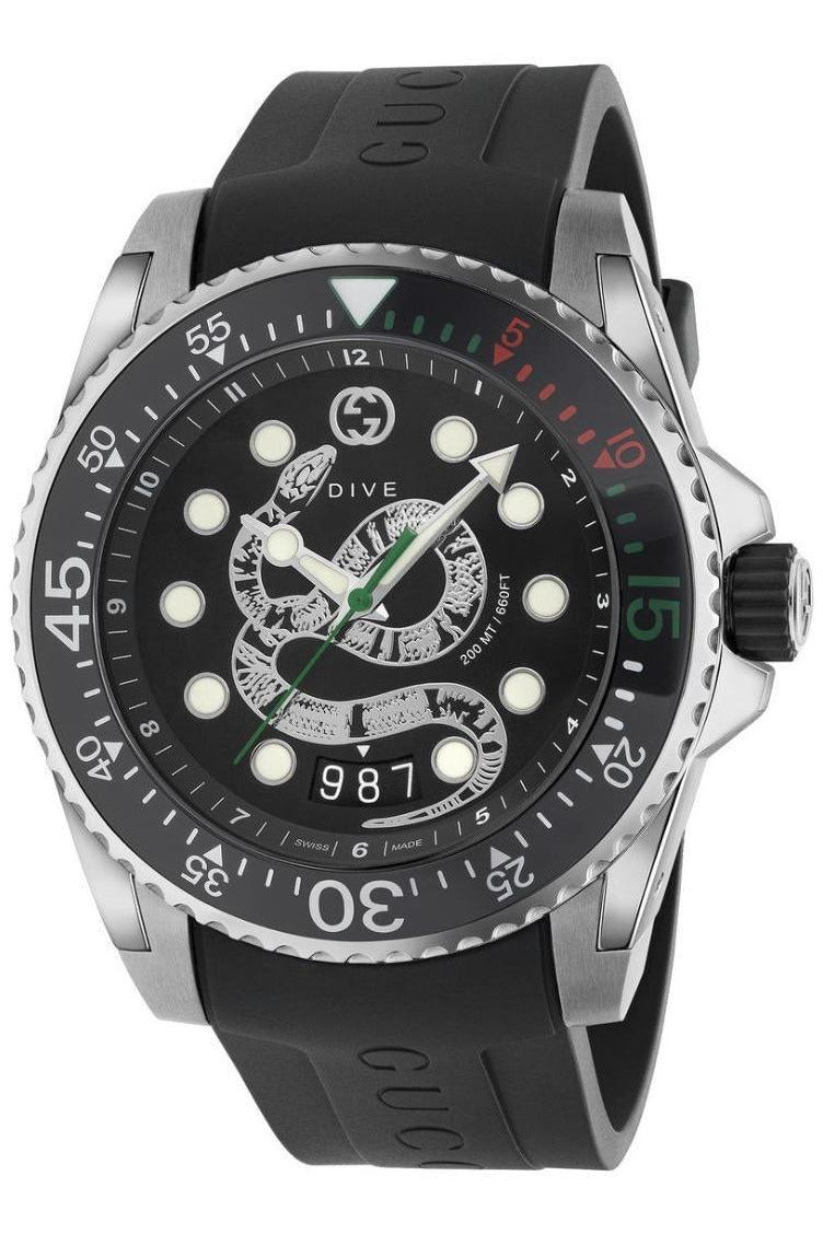 Buy Gucci Men's Quartz Swiss Made Silicone Strap Black Dial 45mm Watch YA136217 in Pakistan