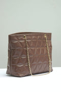 Buy Negative Apparel Geometric Pattern Tote Bag With Chain FD - Brown in Pakistan