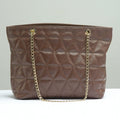 Buy Negative Apparel Geometric Pattern Tote Bag With Chain FD - Brown in Pakistan