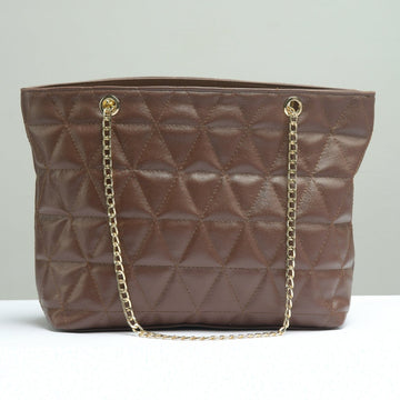 Buy Negative Apparel Geometric Pattern Tote Bag With Chain FD - Brown in Pakistan
