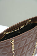 Buy Negative Apparel Geometric Pattern Tote Bag With Chain FD - Brown in Pakistan