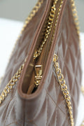 Buy Negative Apparel Geometric Pattern Tote Bag With Chain FD - Brown in Pakistan