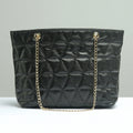 Buy Negative Apparel Geometric Pattern Tote Bag With Chain FD - Black in Pakistan