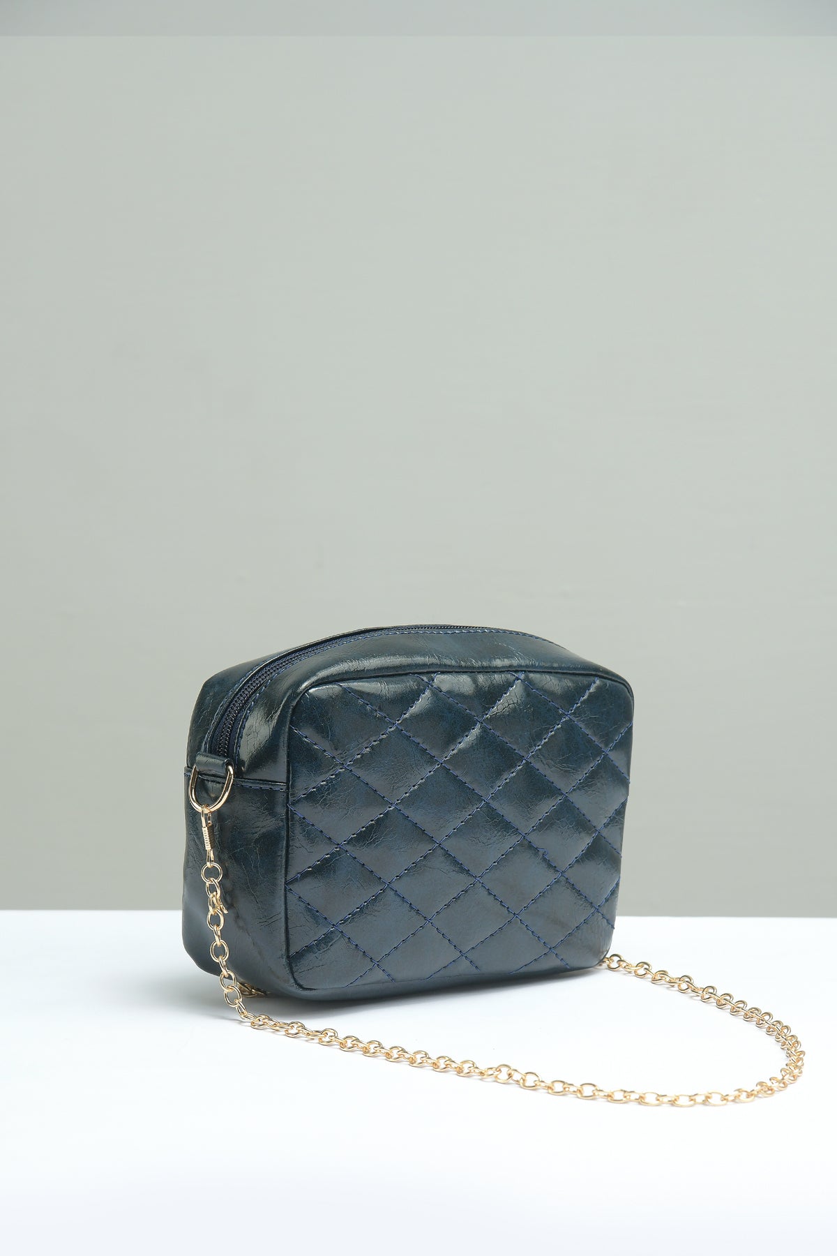 Buy Negative Apparel Mini Quilted Embossed Zip Chain Bag FD - Green in Pakistan