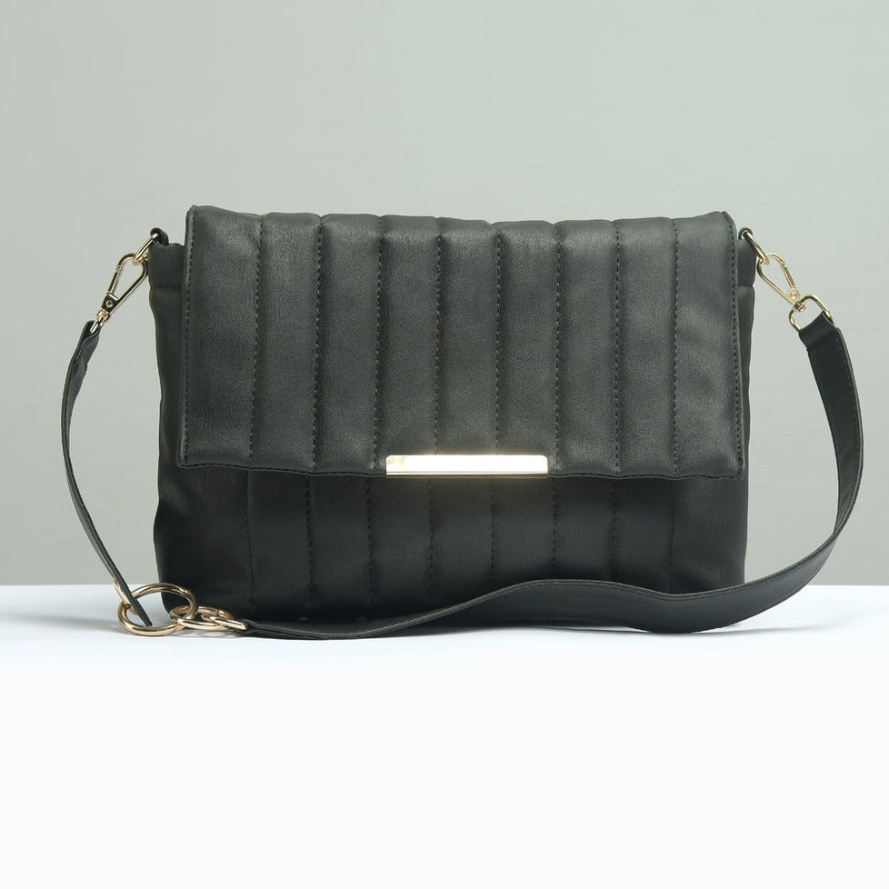 Buy Negative Apparel Quilted Flap Bag With Strap FD - Black in Pakistan