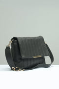 Buy Negative Apparel Quilted Flap Bag With Strap FD - Black in Pakistan
