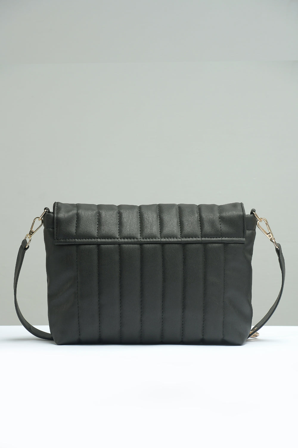 Buy Negative Apparel Quilted Flap Bag With Strap FD - Black in Pakistan