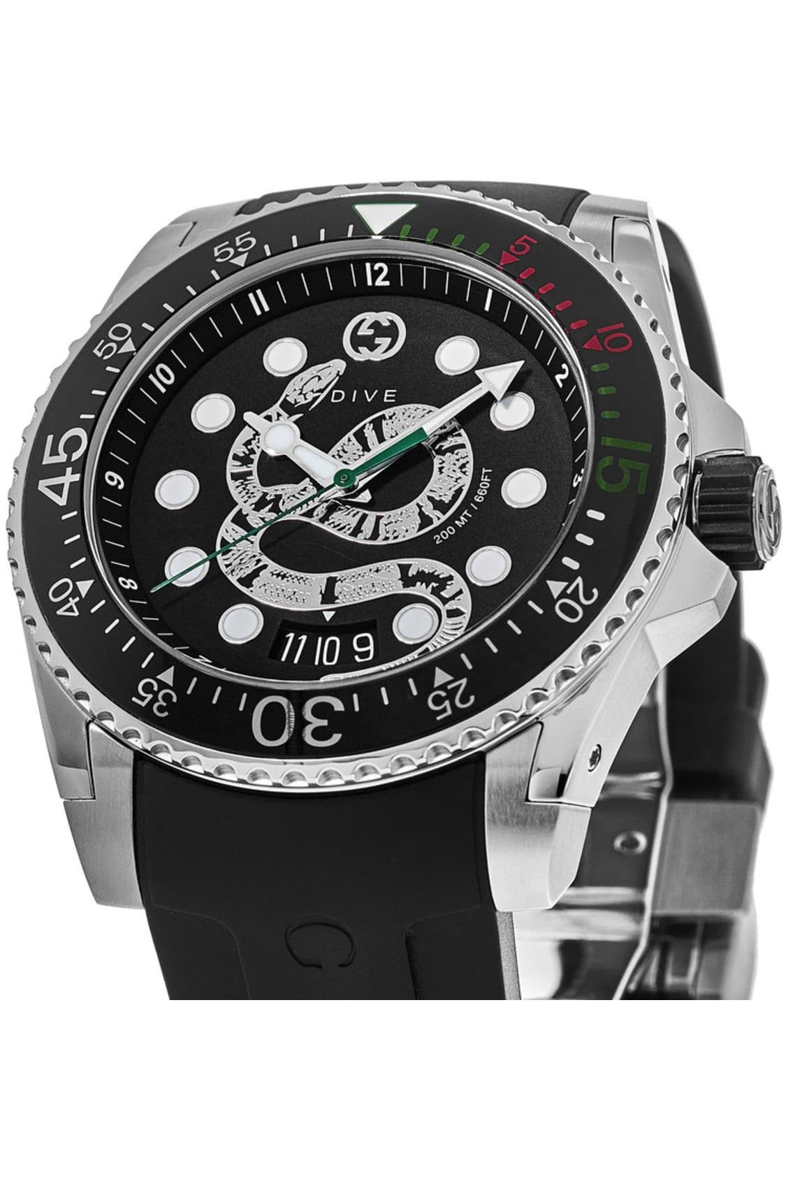 Buy Gucci Men's Quartz Swiss Made Silicone Strap Black Dial 45mm Watch YA136217 in Pakistan